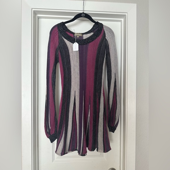 NWT Multi-Color Striped Long Sleeve Sweater Dress - Picture 1 of 8